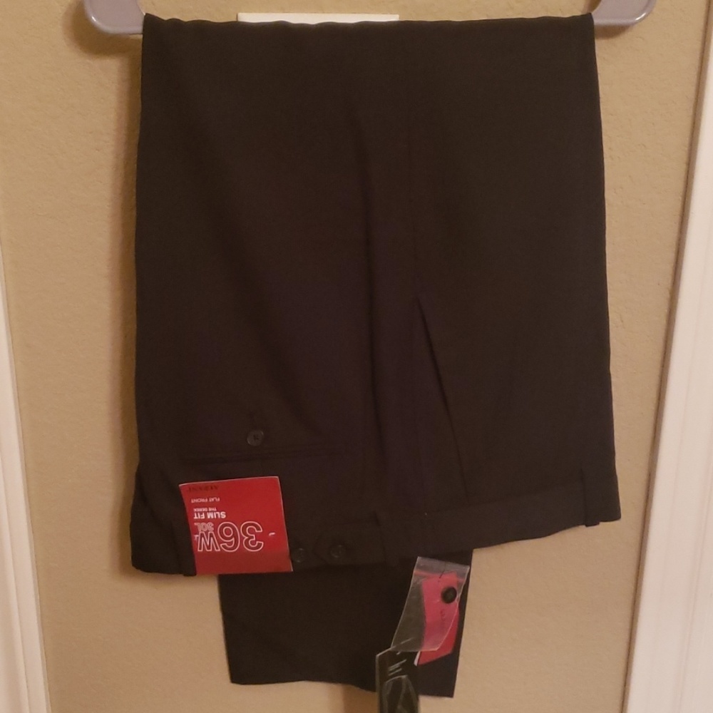 ALFANI 36 X 30 THE DEREK SLIM FIT FLAT FRONT PANTS
